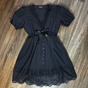 Disturbia Mortuary Lace Button Up Mini Dress